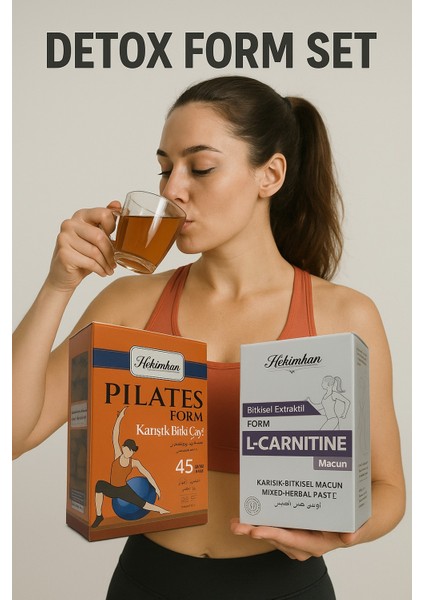 L'carnitineli Detoks Form Seti Pilates Form Çay 45 Li & L'carnite Macun 420 gr