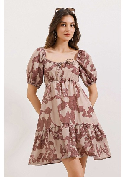 2351 Kloş Poplin Elbise - D.gül Kurusu