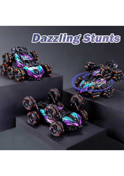 Cool 8 Wheels El Kumandalı Rc Akrobasi Araba Oyuncakları - Mor