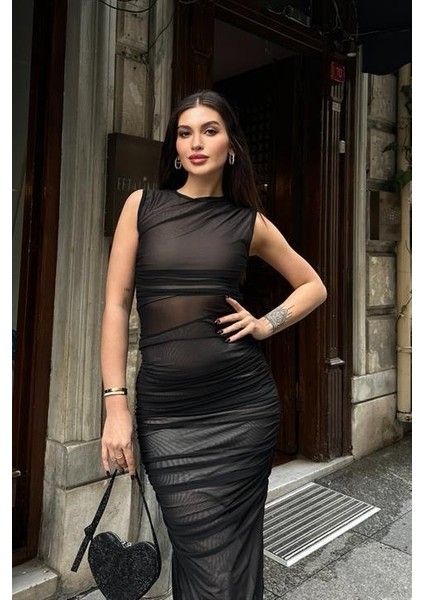 Cindy Transparan Tül Elbise 2683-8
