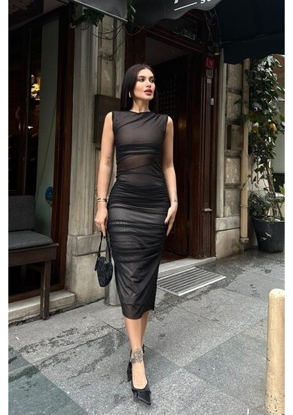 Cindy Transparan Tül Elbise 2683-8