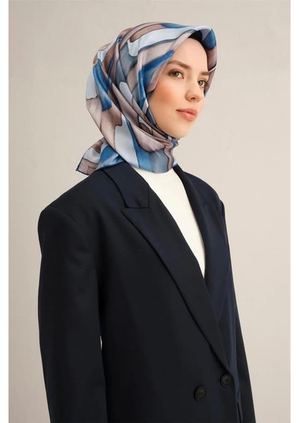 Desenli Saf Ipek Twill Eşarp 9306
