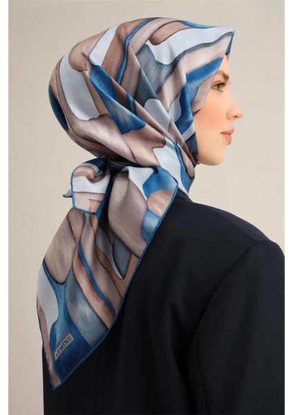 Desenli Saf Ipek Twill Eşarp 9306