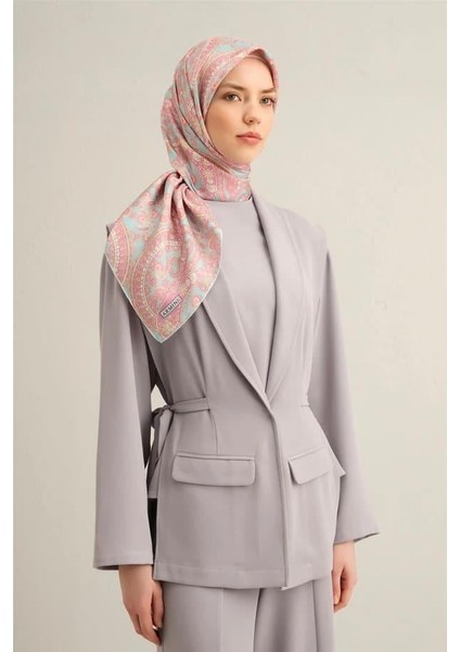 Desenli Saf Ipek Twill Eşarp 9304