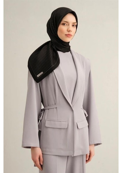 Desenli Saf Ipek Twill Eşarp 9348
