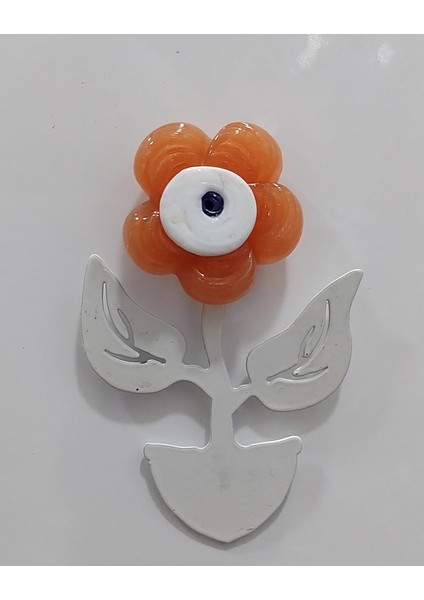 Magnet Metal Cam Çiçek Beyaz 7X5CM Dekoratif Turuncu Sanat Dekor Ev Yaşam Dekorasyon 1 Adet