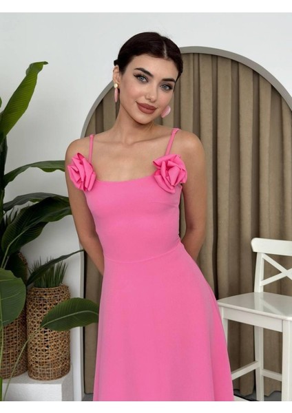 Matilda Gül Ip Askılı Elbise