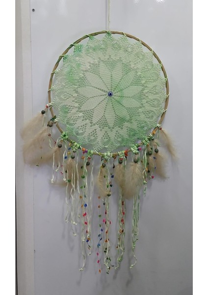 Dream Catcher Düş Kapanı El Yapım Balkon Aksesuar Bebek Süs Çap 32CM Dantel Tüylü Şaman 1 Adet