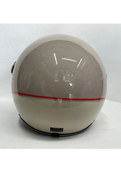 Yarım Kask Tk-06 Parlak Bej Renk - Şefaf Vizörlü