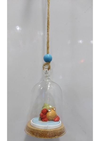 Cam Fanus 9cm Çılgın Küre Hediyelik Asmalık Ipli Özel Tasarım Deniz Hayvan Özel Kutuda 1 Adet