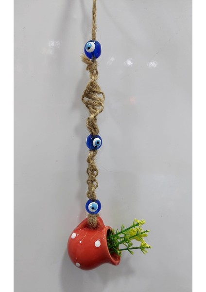 20 cm Nazar Boncuklu Renkli Minik Sürahi Duvar Süs Bahçe Balkon Süsleme Nazarlık Ipli 1 Adet