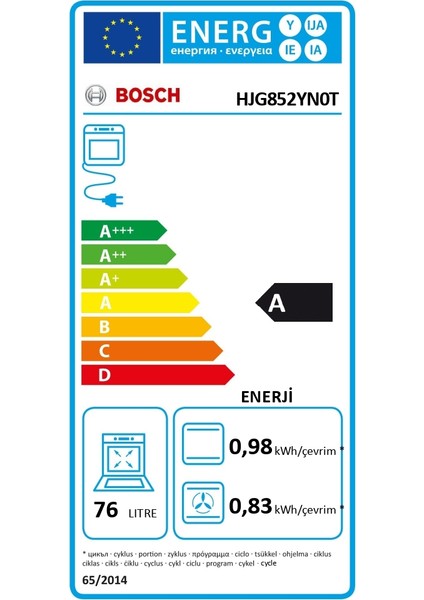 HJG852YN0T 76 Lt 8 Programlı Ankastre Fırın