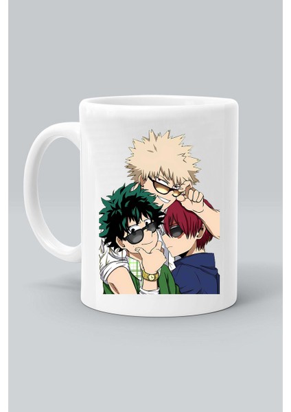 Izuku Midoriya Katsuki Bakugo Shoto Todoroki Karakter Anime Baskılı Beyaz Kupa Bardak