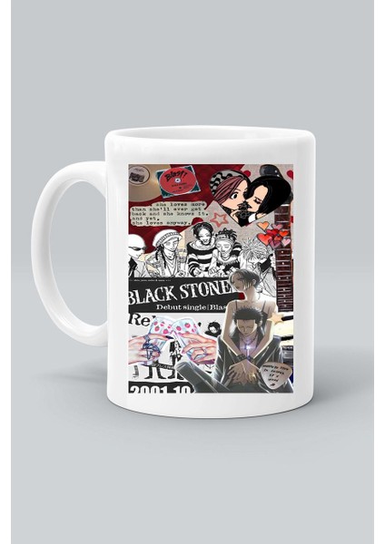 Black Stones Nana Osaki Karakter Anime Baskılı Beyaz Kupa Bardak