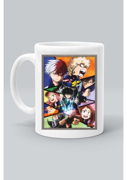 My Hero Anime Karakter Baskılı Beyaz Kupa Bardak