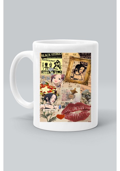 Osaki Nana Anime Karakter Black Stones Baskılı Beyaz Kupa Bardak