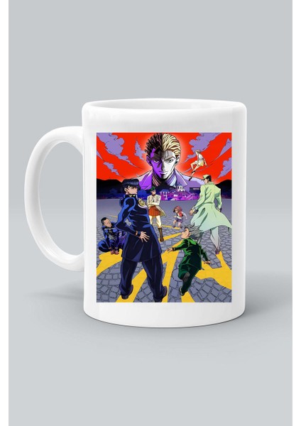 Jojo Karakter Anime Baskılı Beyaz Kupa Bardak
