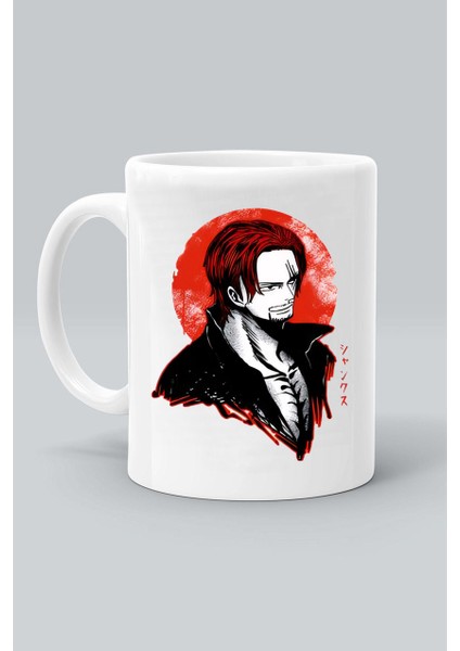One Piece Shanks Karakter Anime Baskılı Beyaz Kupa Bardak