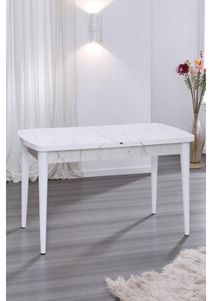 Nehir Beta Banklı Lak Panel Açılır Mutfak Masa Takımı 75 x 130 cm