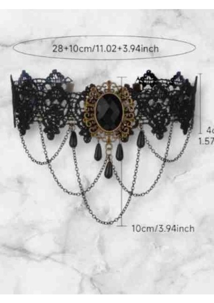Siyah Dantel Vintage Gotik Kolye fiyatları