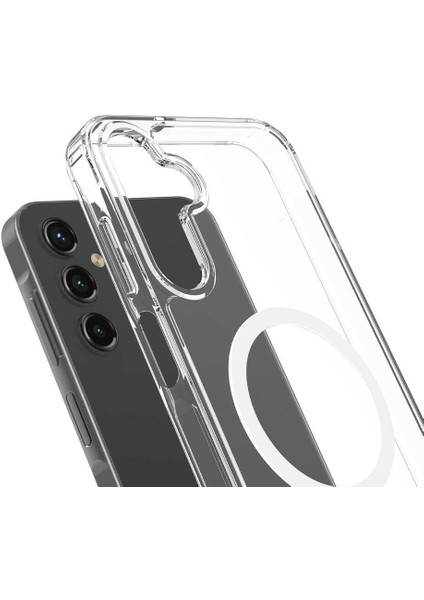 Galaxy S25 Plus Kılıf M-safe Şarj Özellikli Şeffaf Sert PC Vendas Embos Kapak + Kamera Lens + Nano Ekran Koruyucu