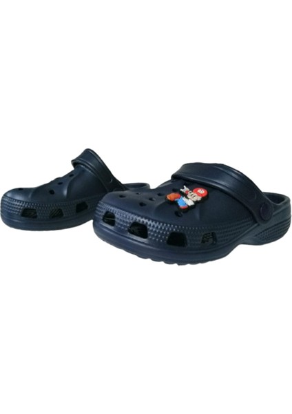 Bebek Çocuk Lacivert Renkli Mario Figürlü Kaydırmaz Ortopedik Sandalet Terlik modelleri