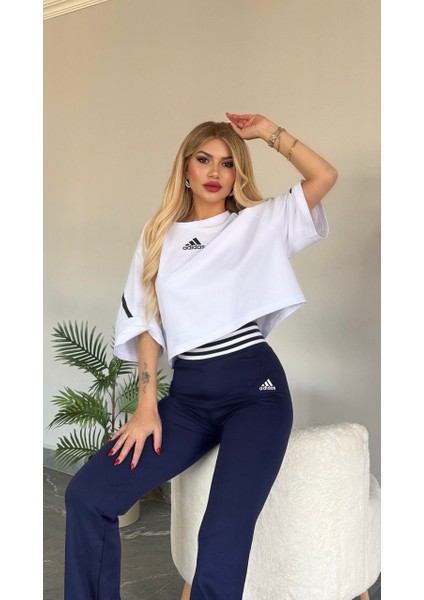 Kadın Yeni Sezon Lastikli Yüksekbel Esnek Licralı Üst Oversize Model Penye Takım