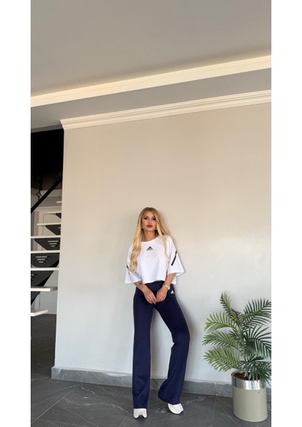 Kadın Yeni Sezon Lastikli Yüksekbel Esnek Licralı Üst Oversize Model Penye Takım