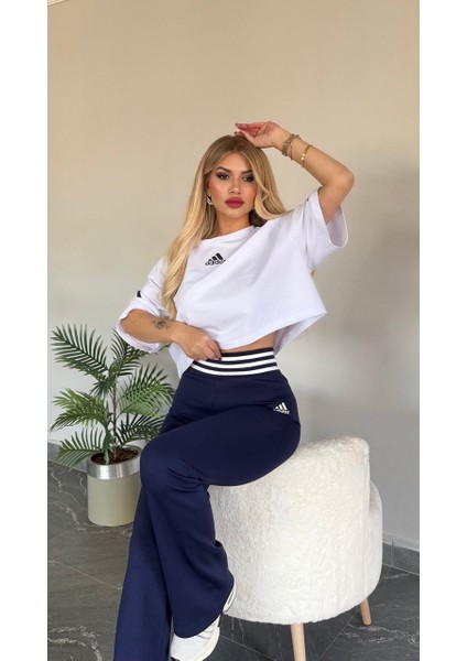 Kadın Yeni Sezon Lastikli Yüksekbel Esnek Licralı Üst Oversize Model Penye Takım