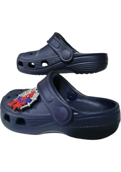 Bebek Çocuk Lacivert Renkli Örümcek Adam -Ağı Figürlü Kaydırmaz Ortopedik Sandalet Terlik fırsatları