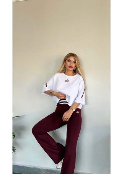 Kadın Yeni Sezon Lastikli Yüksekbel Esnek Licralı Üst Oversize Model Penye Takım