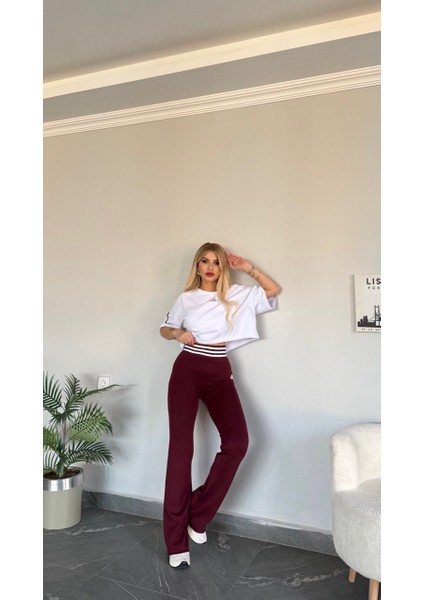Kadın Yeni Sezon Lastikli Yüksekbel Esnek Licralı Üst Oversize Model Penye Takım