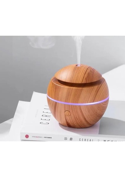 Home 130 ml Hava Nemlendirici, Uçucu Yağ Aromaterapi Makinesi, Ev, Yatak Odası ve Ofis Için Yedi Renkli Işık ile Aroma Hava Difüzörü (Açık Kahve)