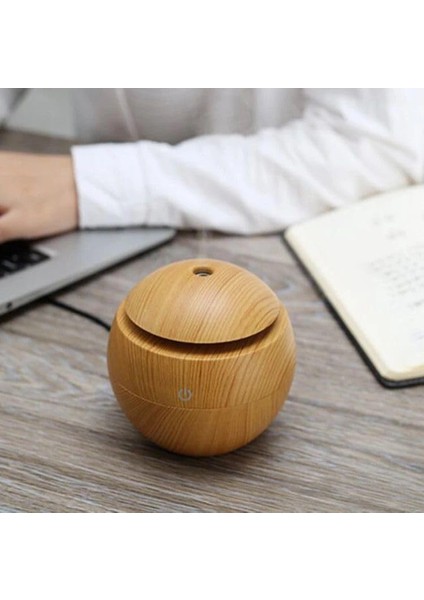 Home 130 ml Hava Nemlendirici, Uçucu Yağ Aromaterapi Makinesi, Ev, Yatak Odası ve Ofis Için Yedi Renkli Işık ile Aroma Hava Difüzörü (Açık Kahve)