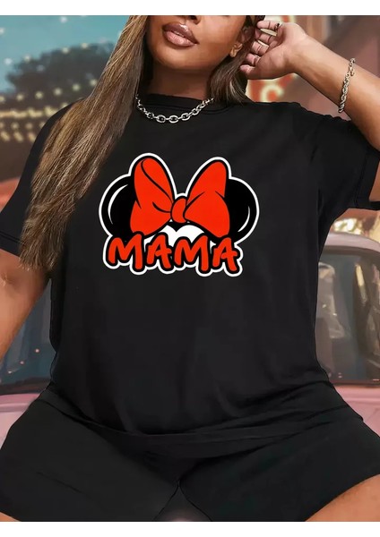 Anneler Günü Baskılı T-Shirt - Siyah