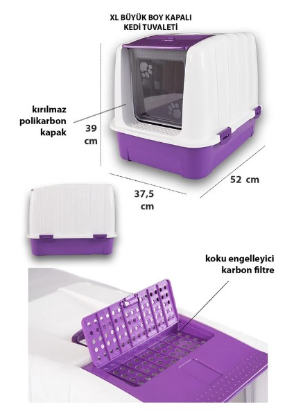 Kapalı Kedi Tuvaleti ** Kürek Hediyeli fırsatları