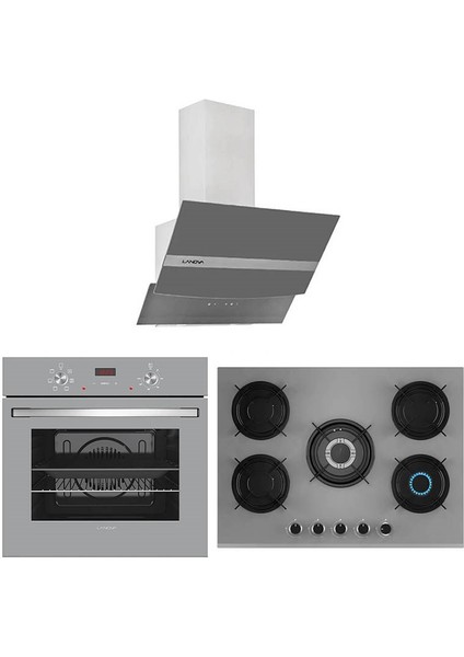 Gümüş 4406G01 - G17402-117 - E3130G6 5 Gözlü Gri Cam Ankastre Set modelleri