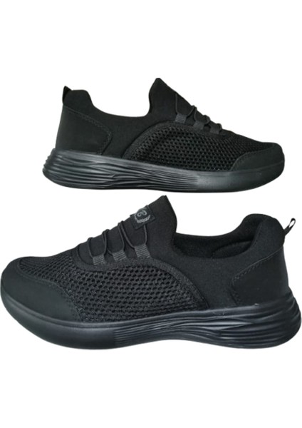 Siyah Lastikli Kadın Düz Taban Anarok Spor Ayakkabı