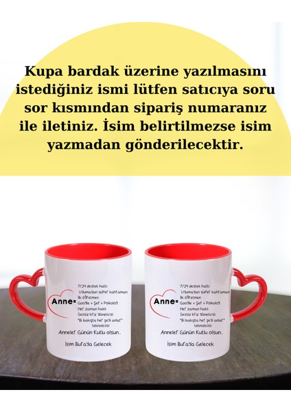 Anneler Gününe Özel Kalp Kulplu Kişiye Özel Kupa Bardak modelleri
