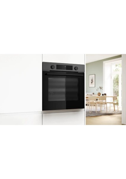 HUA736EG0T 76 Lt 8 Programlı Buhar Destekli Black Inox Ankastre Fırın