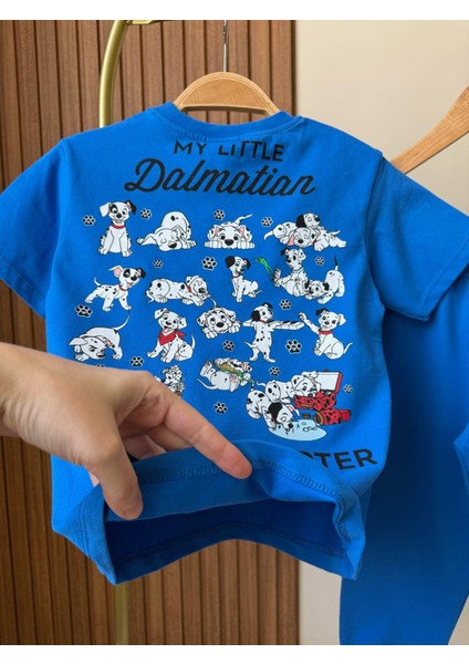 Erkek Çocuk Pamuklu Yeşil Sevimli Köpek Desenli Eşofman Takımı – T-Shirt ve Jogger Alt