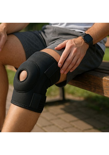 Menisküs Için Dizlik Patella Ligament Destekli Dizlik Ayarlanabilir Koruyucu Diz Korsesi Siyah