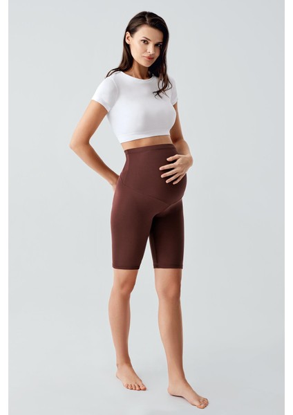 Diz Üstü Biker Esnek Ayarlanabilir Bel Hamile Tayt T12