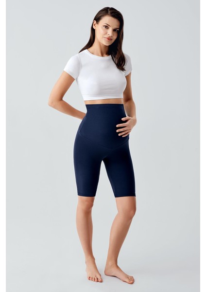 Diz Üstü Biker Esnek Ayarlanabilir Bel Hamile Tayt T12