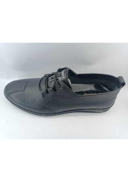 Siyah Deri Poliüretan Taban Erkek Ayakkabı