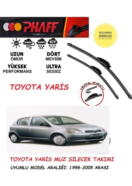 Toyoya Yaris Ön Muz Silecek Takımı 2004 Model Araca Özel Aparat
