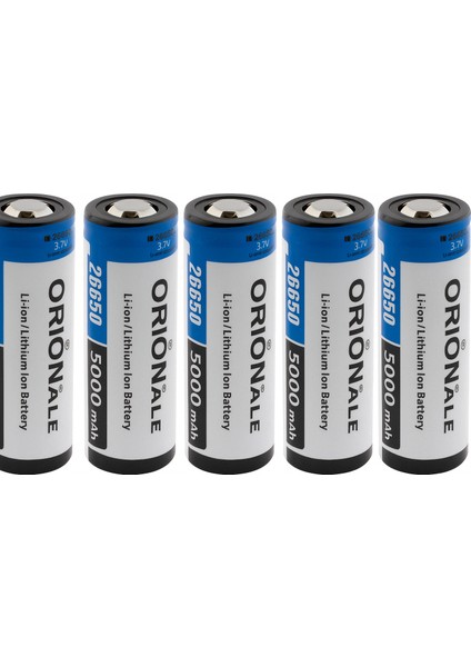 5 Adet Orion 26650 3.7V 5000MAH Şarj Edilebilir Li-Ion Pil