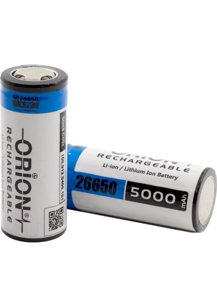 5 Adet Orion 26650 3.7V 5000MAH Şarj Edilebilir Li-Ion Pil