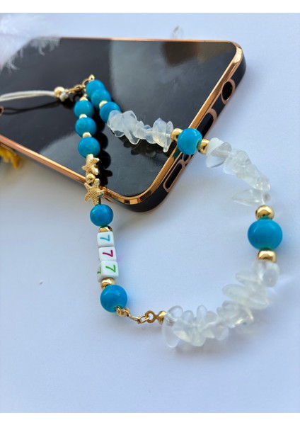 Mavi Cam Boncuklu Opal Doğal Taşlı Şans Temalı Telefon ve Çanta ı indirimleri