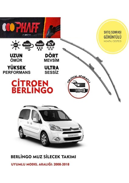 Citroen Berlingo Silecek Silgeç Takımı 2013 Model Araca Özel Aparat